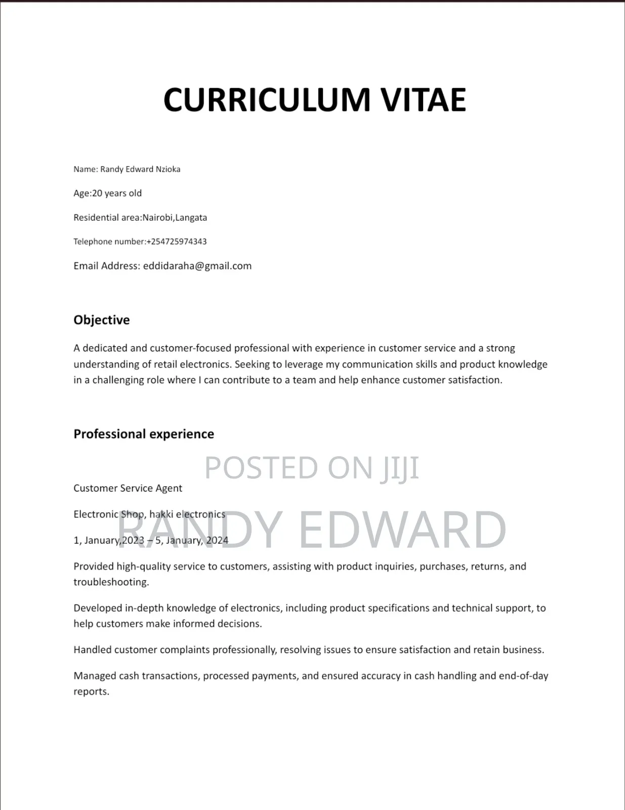 Customer Service Agent / Assistant Manager