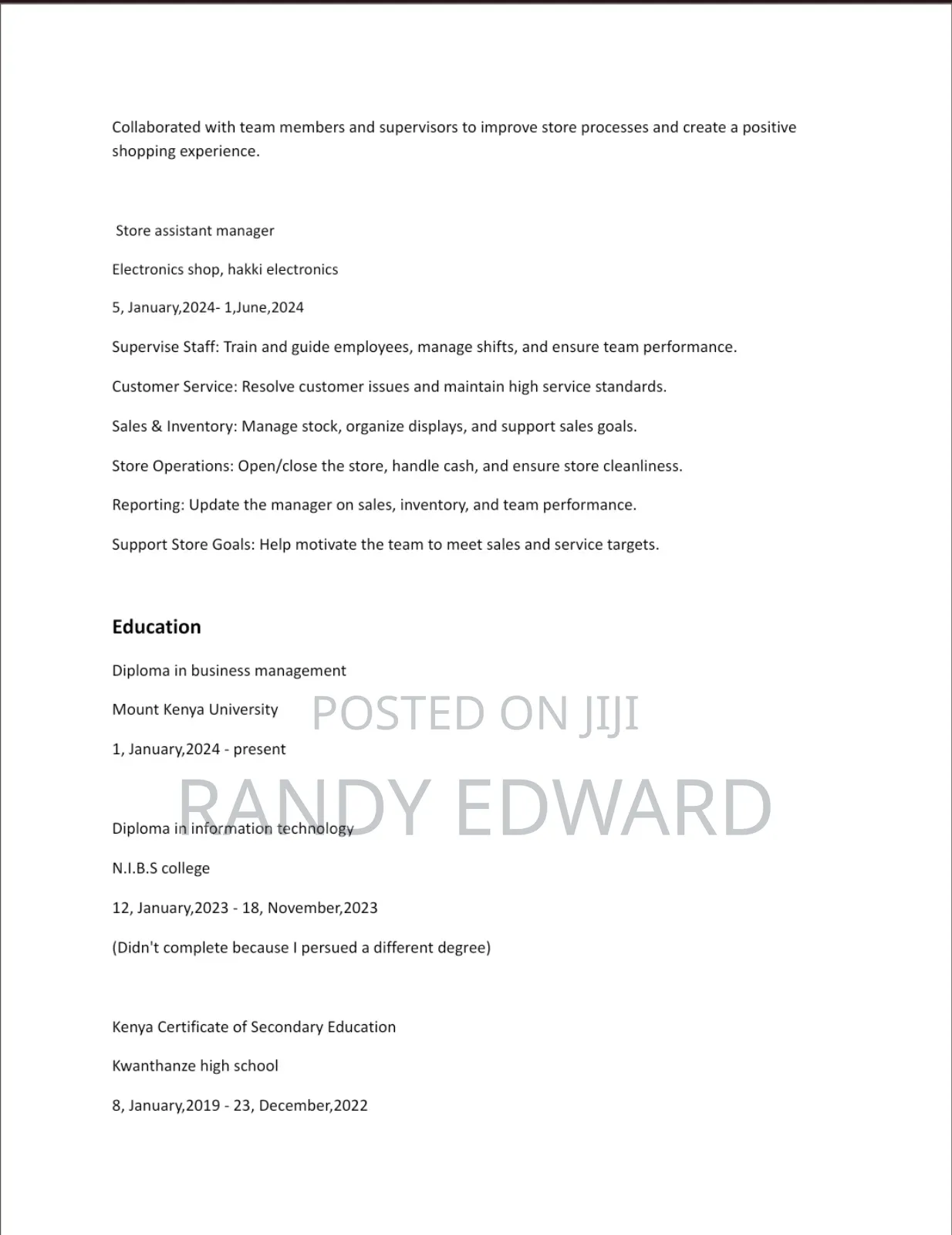 Customer Service Agent / Assistant Manager