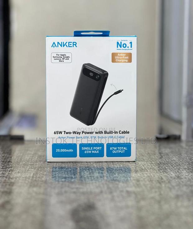 Anker Power Bank 20000mah 87W With Built-in USB-C Cable