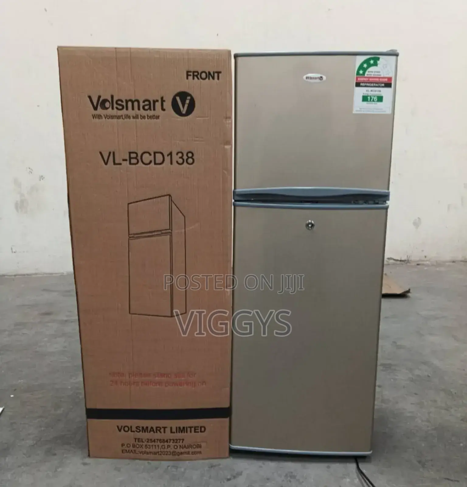 Silver Volsmart 138litres Double Door Refrigerator