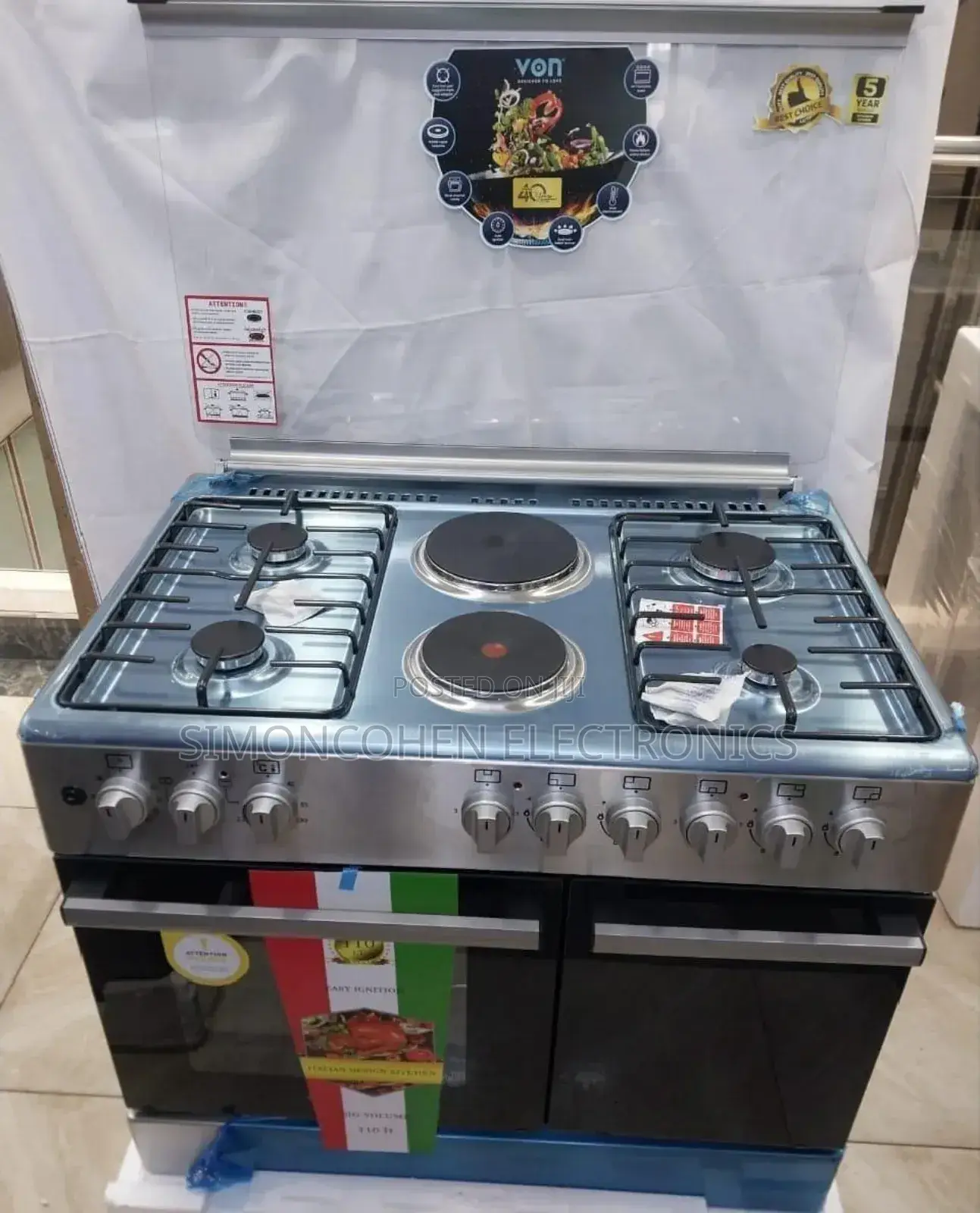 60*90 Von 4+2 Standing Cooker With Gas Compartment