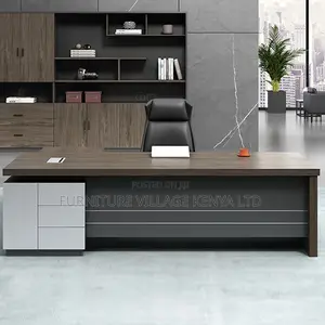 Modern Executive Desk With Secure Drawer, Cord Management