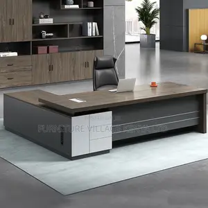 Modern Executive Desk With Secure Drawer, Cord Management