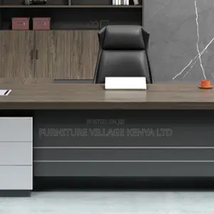 Modern Executive Desk With Secure Drawer, Cord Management