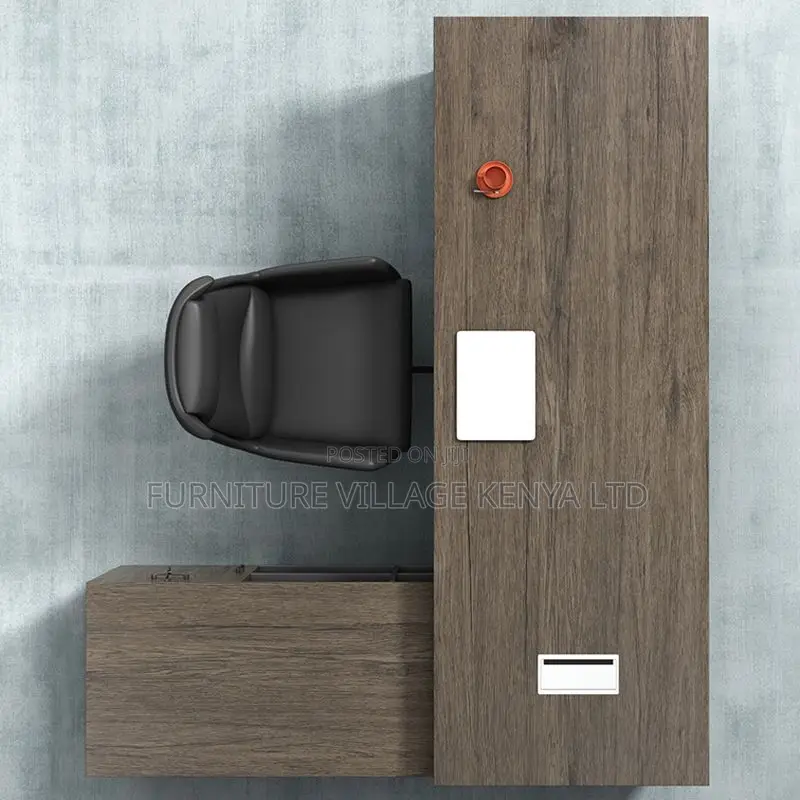 Modern Executive Desk With Secure Drawer, Cord Management