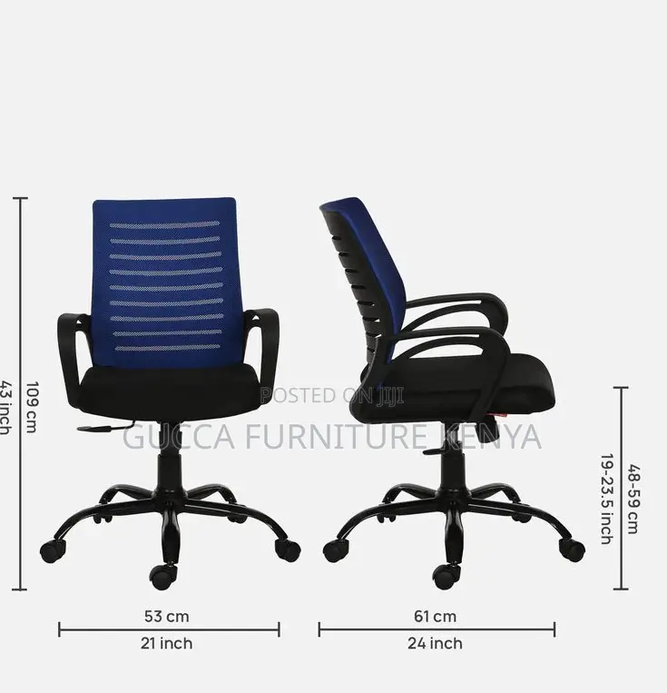Office Chairs:Breathable Mesh Ergonomic Chair in Blue Colour