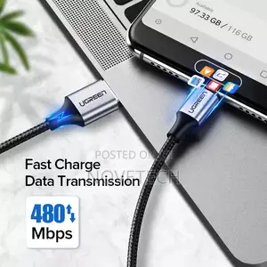UGREEN USB to USB C Data Cable Nickel Plated 2m Black.