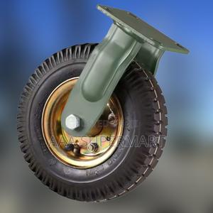 YTOP 8" Black Rubber Castor Pneumatic FIXED - thumbnail 2