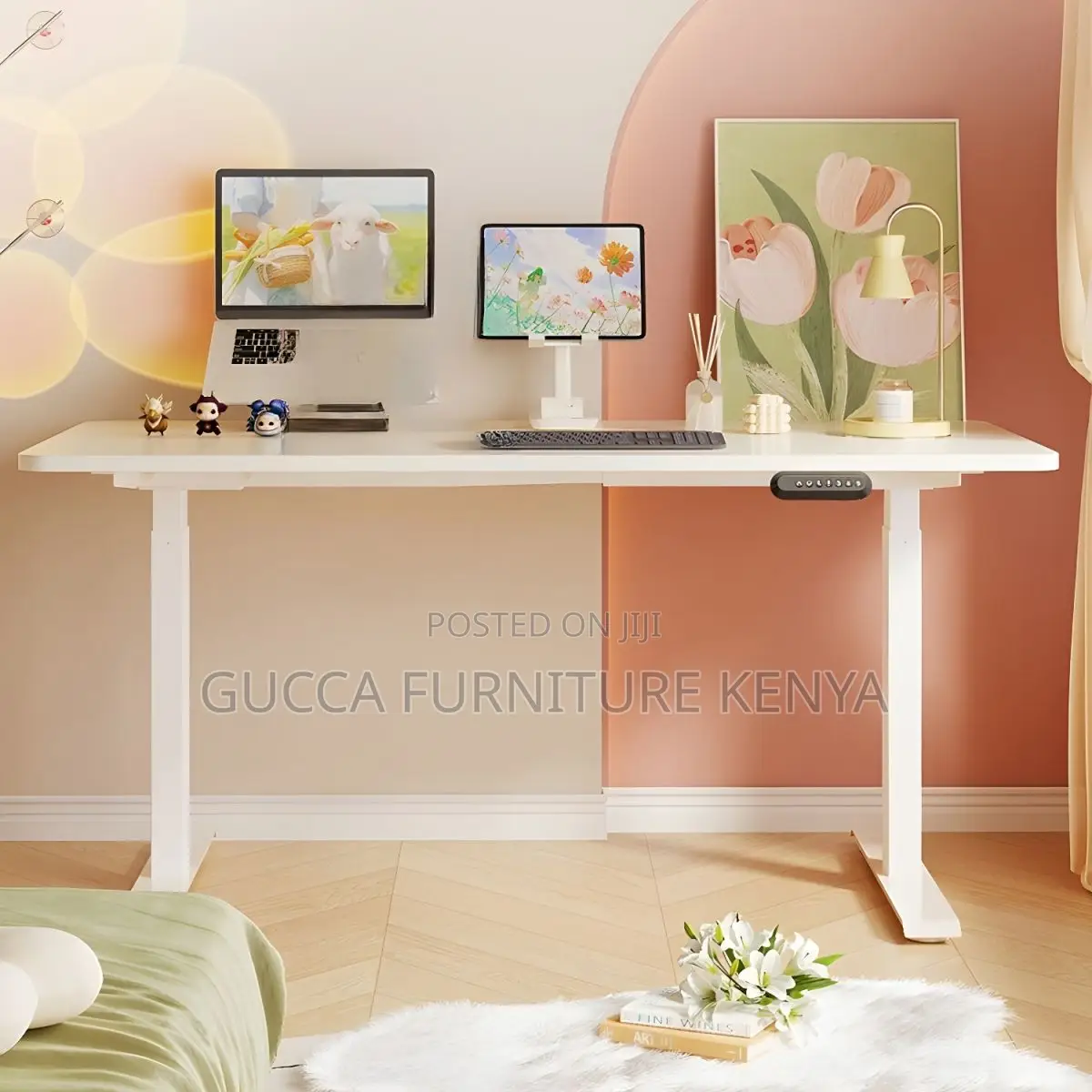 Office Tables:140cm Modern T-Base Electric Writing Desk