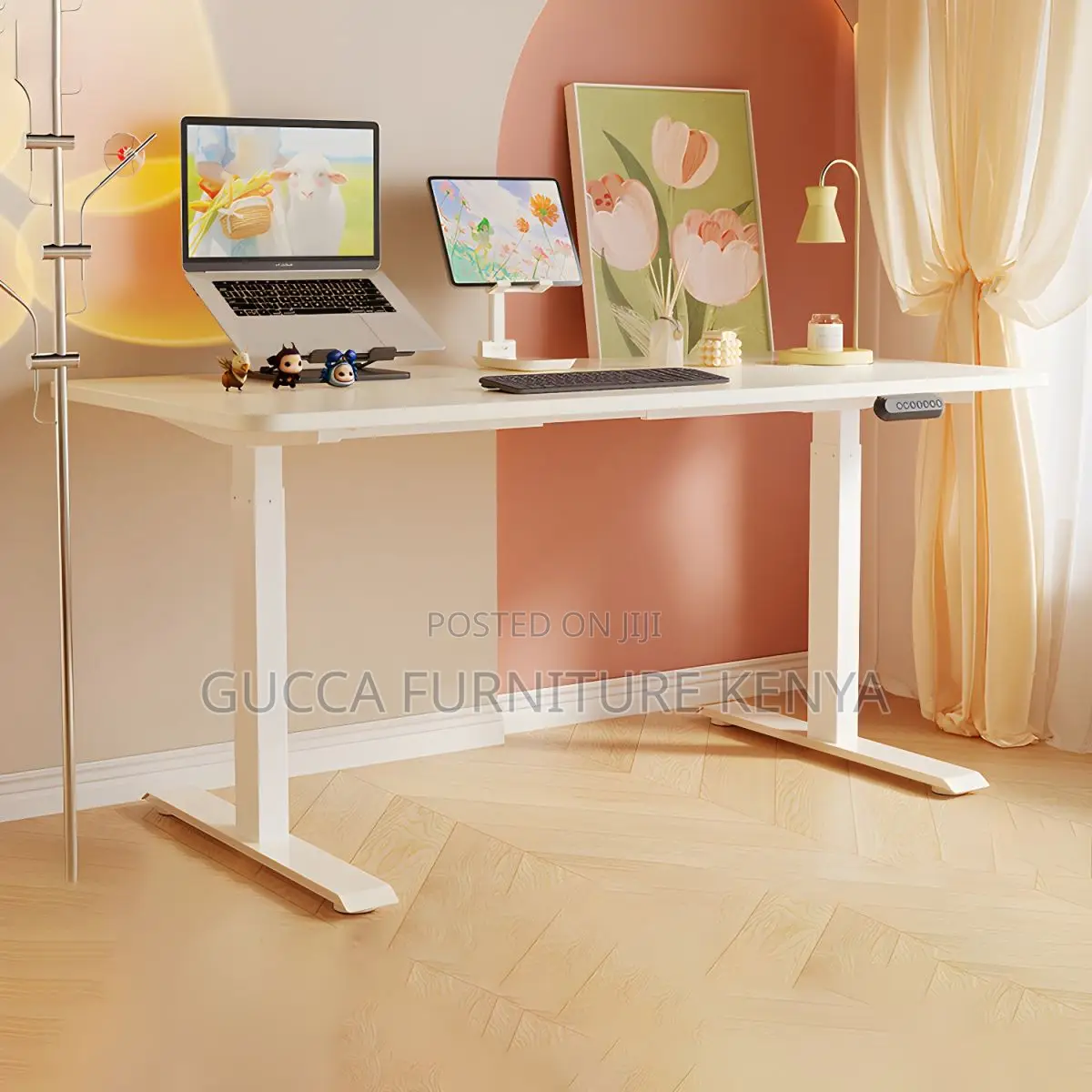Office Tables:140cm Modern T-Base Electric Writing Desk