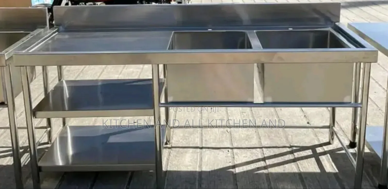 Top Class Double Bowl Stainless Steel Sink With Undershelfs