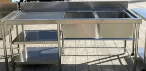 Top Class Double Bowl Stainless Steel Sink With Undershelfs