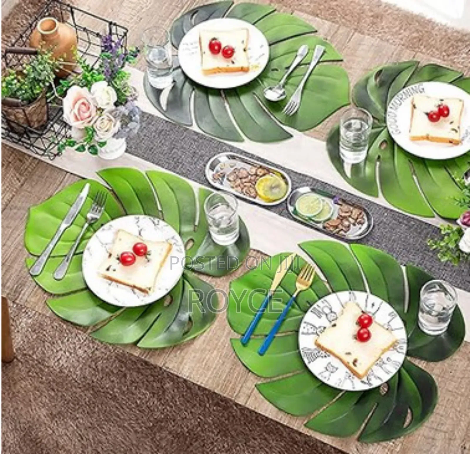Green Leaf PVC Table Mats-6pcs