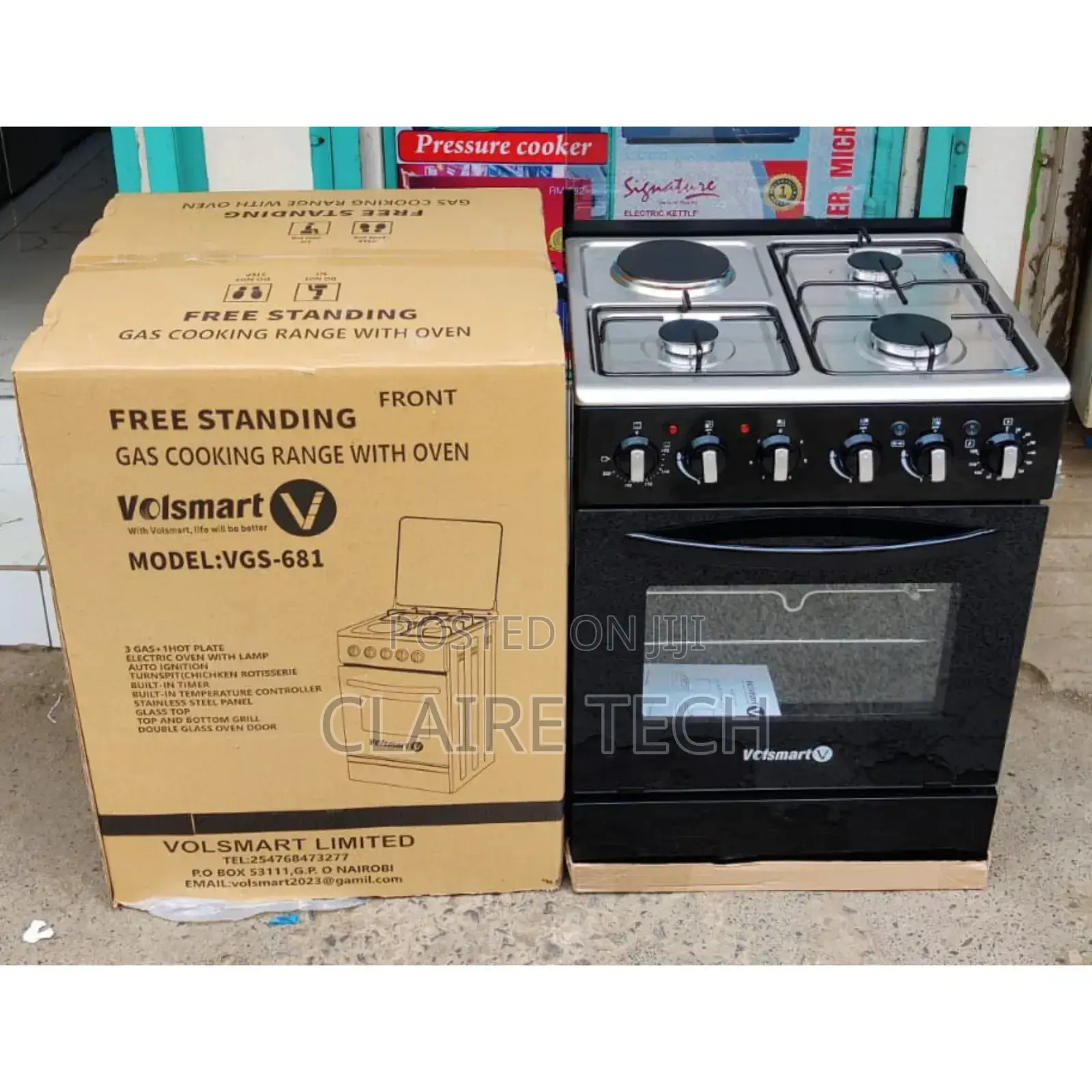 *Volsmart Standing Cooker 60cm*60cm 3G+1E Jet Burners