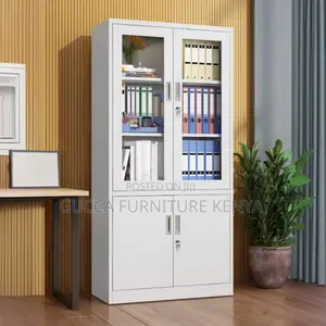 Cabinets: Steel 2-Door File Clean-Line White Office Cabinet