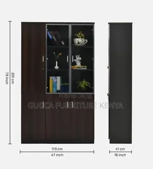 Cabinets: File Cabinet in Dark Brown Colour With 3 Doors