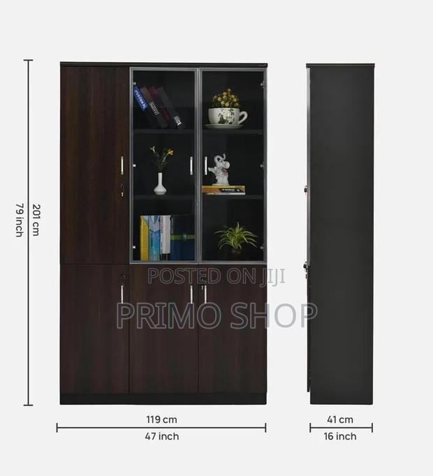 Cabinets:File Cabinet in Dark Brown Colour With 3 Doors - thumbnail 4