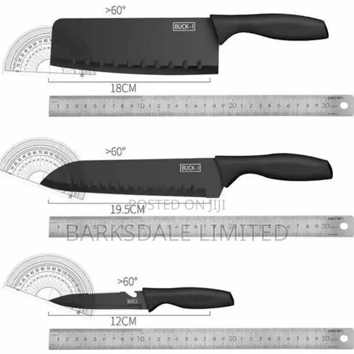 Professional 7-Piece Black Kitchen Chef Knife Set