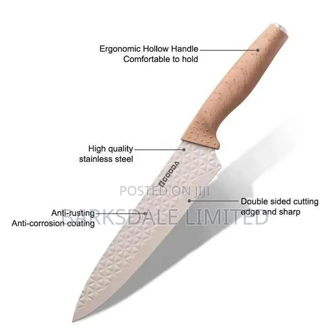 Kitchen Knife Stainless Steel Wood Grain Nonstick Coated