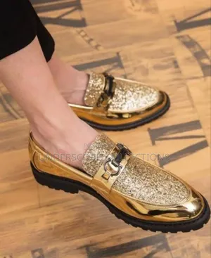 Wet Looks Men Gold Shoes