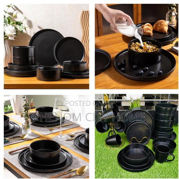 Black 24 Pc Ceramic Dinner Set Availabe - main view
