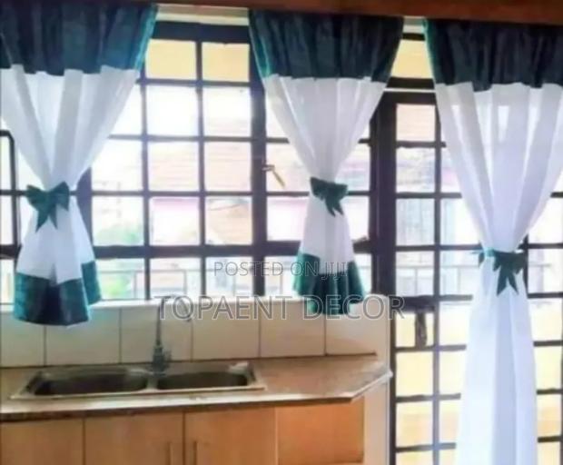 Door and Window Kitchen Sheers With Green Extension - main view