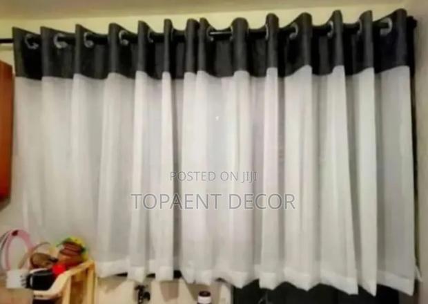 Black and White Mixed Kitchen Window Sheer - main view