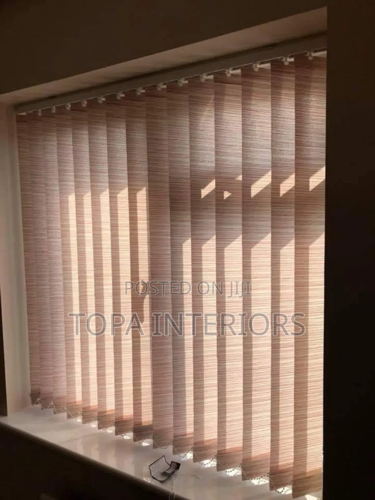 Light Brown Vertical Window Blinds for Office and Home Use