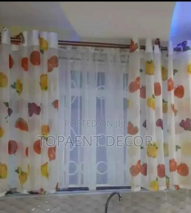 Plain White Sheer and Fruit Themed Kitchen Sheer - main view