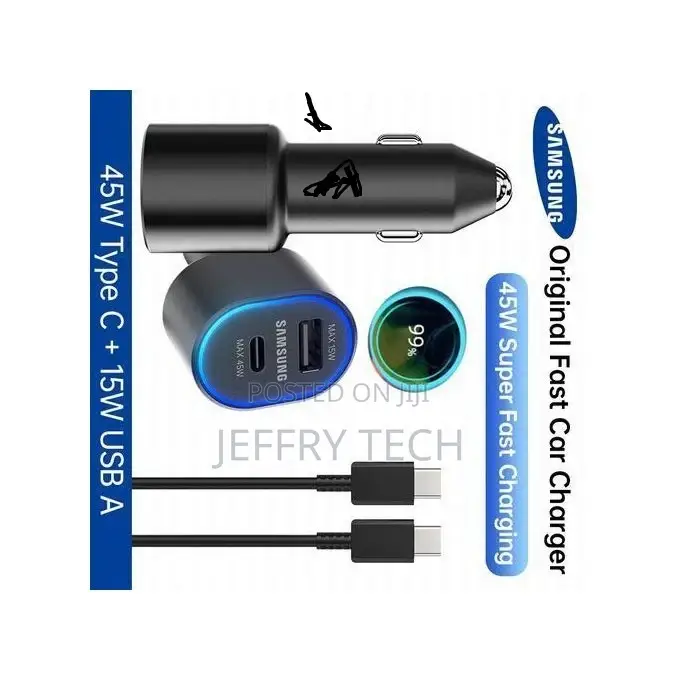 Samsung 45 Watts Type C + 15 Watts USB Pd Fast Car Charger
