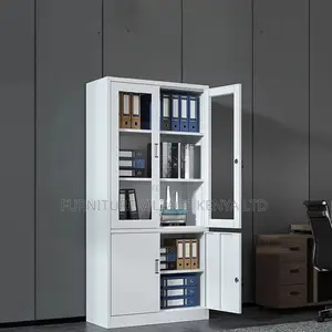 Office Cabinets; Half-Glass Metallic Office Storage Cabinet
