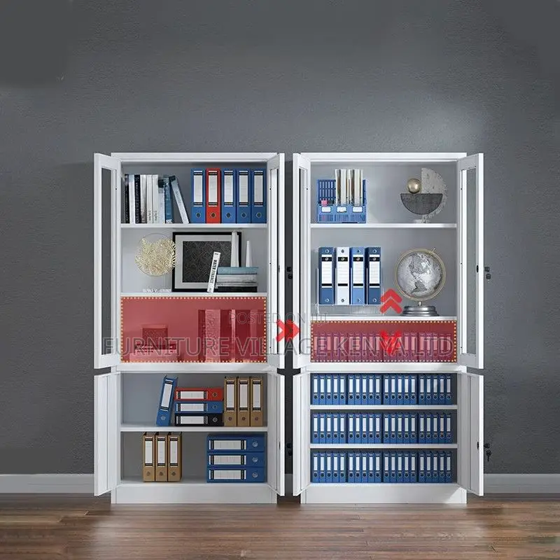 Office Cabinets; Half-Glass Metallic Office Storage Cabinet