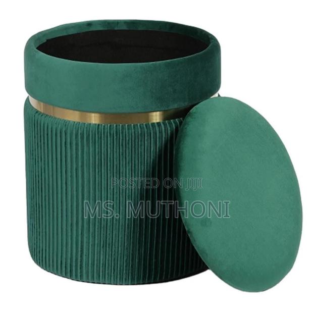 Modern Round Footstool Ottoman With Storage - thumbnail 3