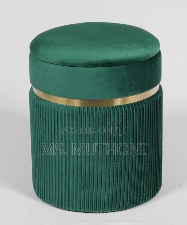 Modern Round Footstool Ottoman With Storage - thumbnail 2