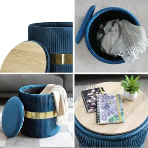 Modern Round Footstool Ottoman With Storage