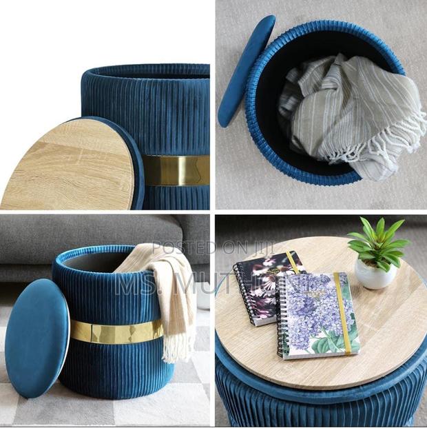 Modern Round Footstool Ottoman With Storage - main view