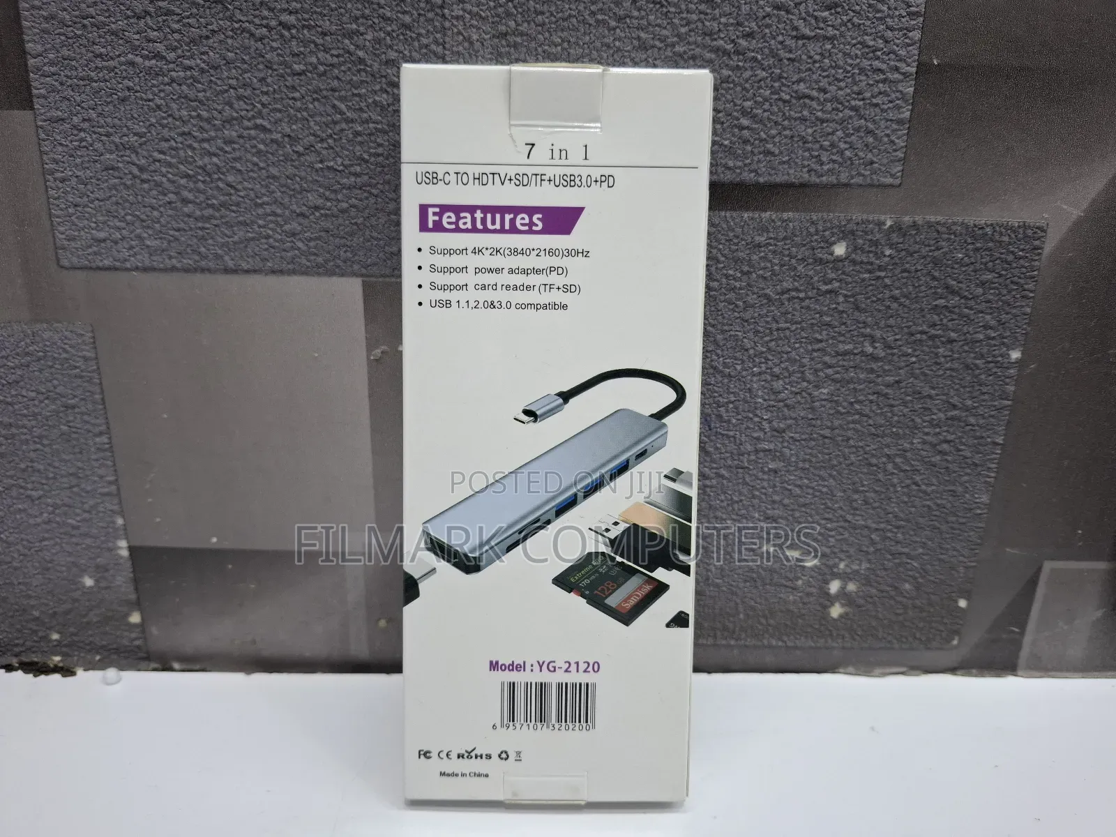 Usb-C to Hdtv+Sd/Tf+Usb3.0+Pd Adapter Type-C Adapter 7 in 1