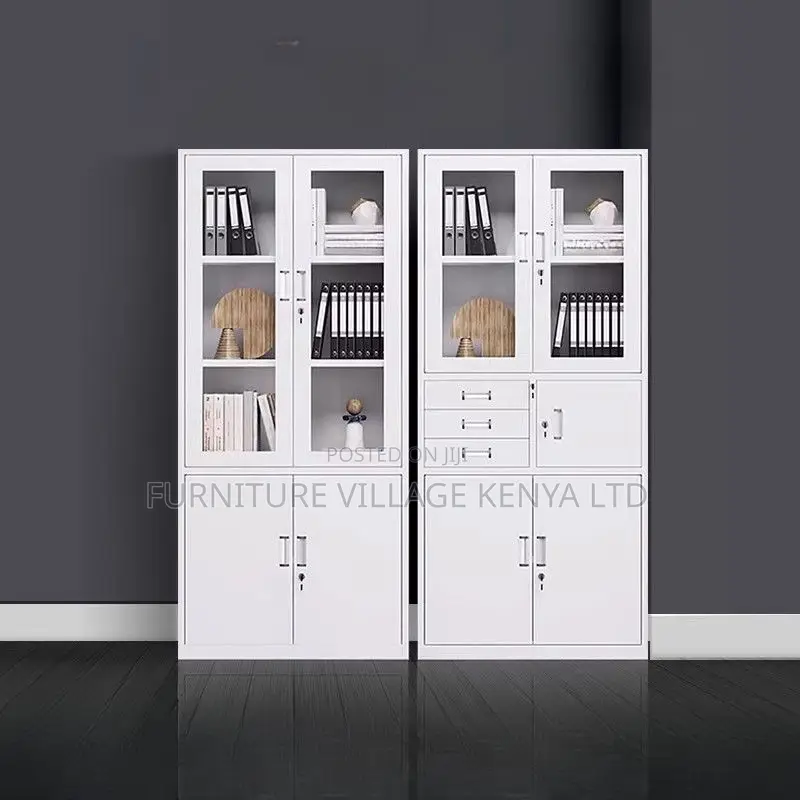 Document Cabinet; Two Door Metallic Cupboard With Safe