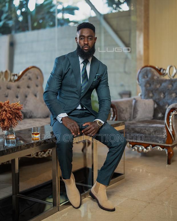 Men Suit Checked Dark Slate Green Suit - thumbnail 3