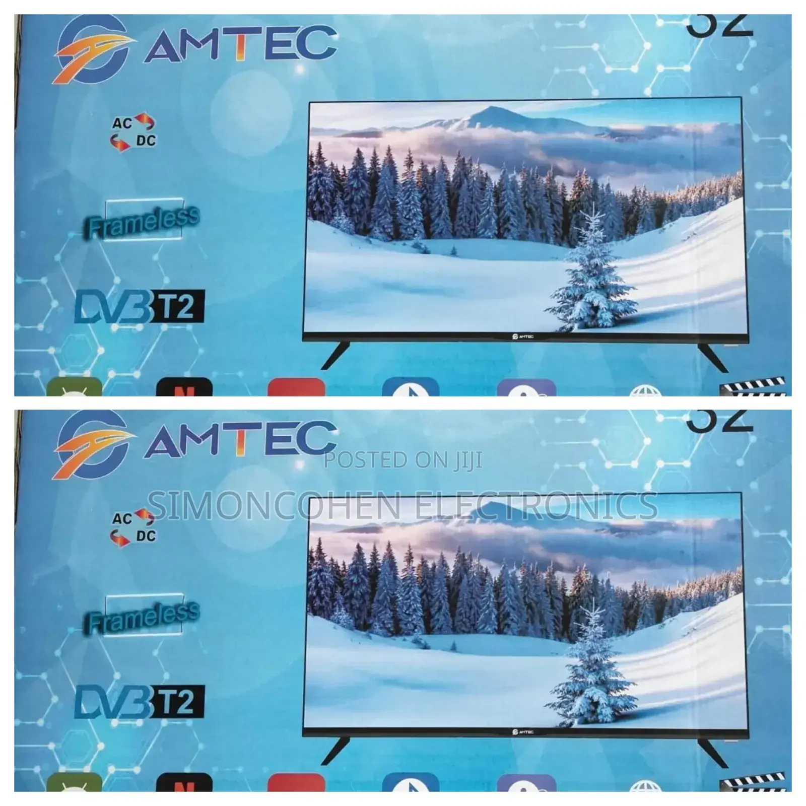 Amtec 32" Smart Android Frameless With Bluetooth Ac/Dc