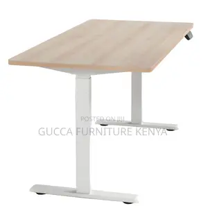 Office Tables:120cm T-Shaped Iron Office Desk Wood Standing