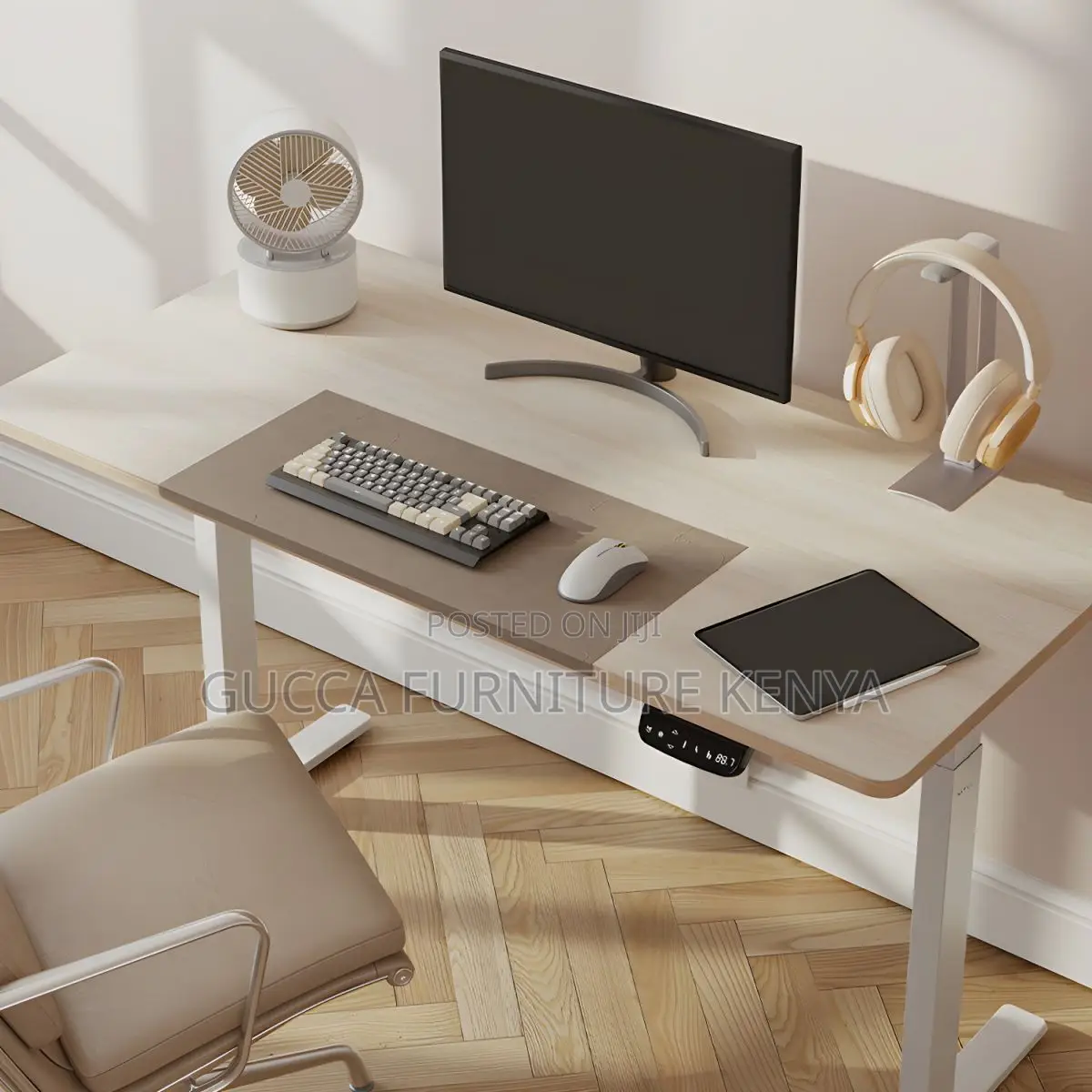 Office Tables:120cm T-Shaped Iron Office Desk Wood Standing