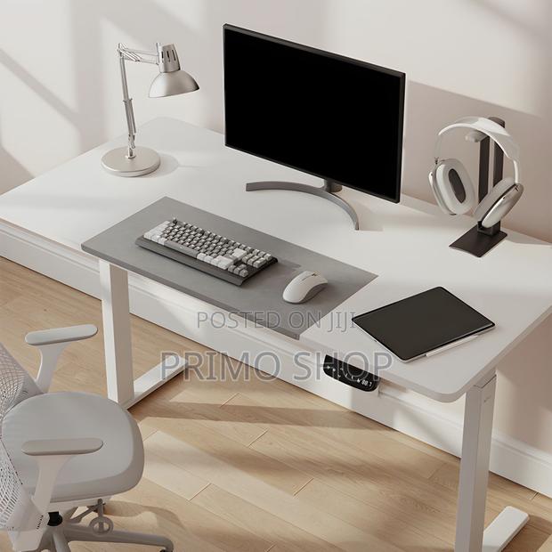 Office Tables:120cm T-Shaped Iron Office Desk Wood Standing - main view