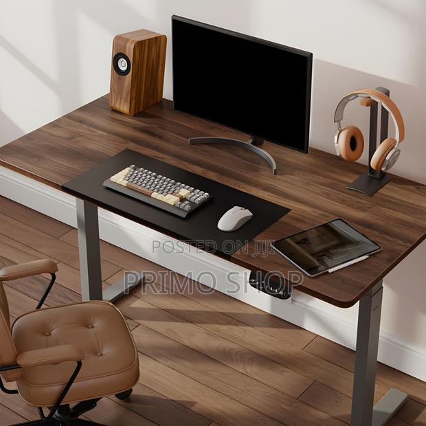 Office Tables:120cm T-Shaped Iron Office Desk Wood Standing - thumbnail 5