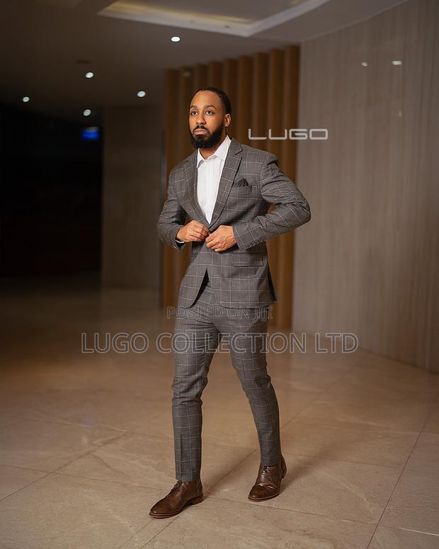 Men’S Suit Grey Checked Slim-Fit Suit - thumbnail 3