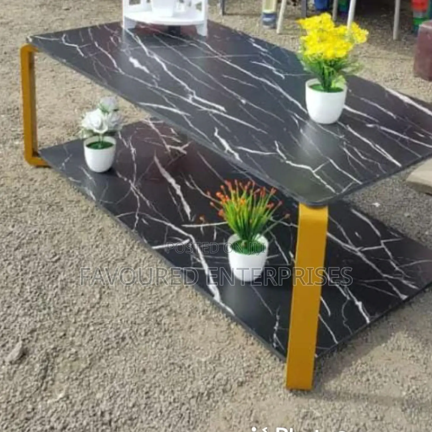 Black Executive MDF Marble Table