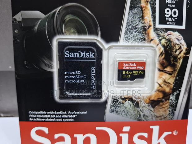 Sandisk 64GB Extreme PRO Micro SDXC Card + SD Adapter - thumbnail 2