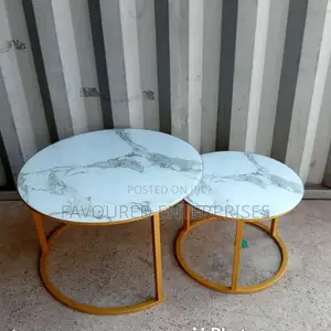 Marble Nesting Coffee Table (Glass Effect) White