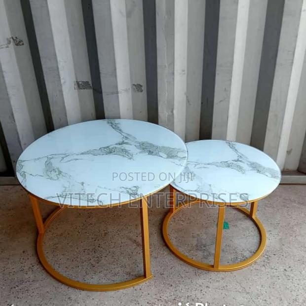Marble Nesting Coffee Table (Glass Effect) White