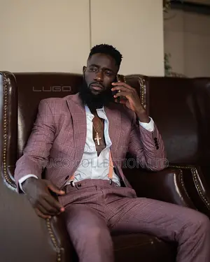 Men Suits Mauve Checked Slim Fit Suit